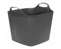 Excellent houseware flexibele kuip / emmer - zwart - 25 l - kunststof - 40 x 35 cm - met handvatten — afbeelding 1