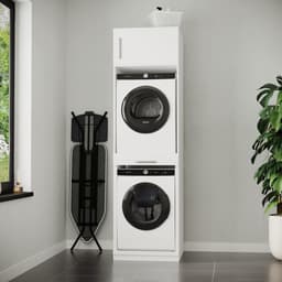 Wasophoogte® Wasmachine Kast Sydney - Wasmachine verhoger - Wasmachine ombouw - 700(D)*665(B)*2350(H) mm - Wit — thumbnail 3