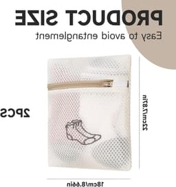 Wasmachineschoonmaak: 2 Waszakken voor Delicate Kleding, Ondergoed, Sokken en Beddengoed - 18 x 20 cm en 40 x 50 cm Maat — thumbnail 4