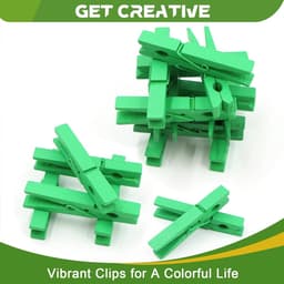 Houten Was Knijpers - Kleding Clips - Knutselen en Decoratie - Stevige Veer - 100 Stuks - Groen — thumbnail 3