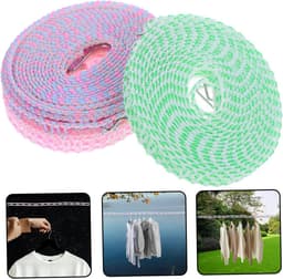 3 Stuks Outdoor Kledinglijn Verstelbare Winddichte Slip Waslijn voor Stevige Duurzame Drooglijn voor Buiten Gemakkelijk Handig Te Gebruiken — thumbnail 5