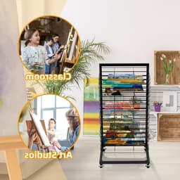Functioneel foto droogrek met vergrendelbare wielen en 18 verwijderbare planken voor kunst en afdrukken — thumbnail 2