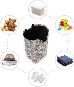 Wasmand - Kledingmand Opvouwbaar - Kleding Opslag - Waterdichte Oxford Stof - 32 x 28 x 60 cm - Kleurrijk Tropisch — thumbnail 4