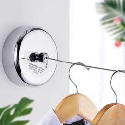 Dailygoods- Waslijn Intrekbaar 2,8 M - Roestvrij Stalen Wasdroger - Verstelbaar Touw - Corrosiebestendig - Geschikt voor Binnen/Buiten - Ruimtebesparend Ontwerp - Kledingdroger — thumbnail 2