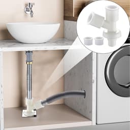 Afvoer Adapter - Wasmachine Slang - Lekvrije Aansluiting - Telescopische Flexibiliteit - Universeel - Grijs — thumbnail 3