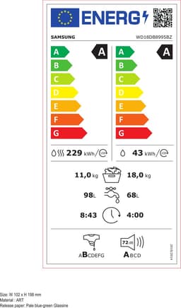 Samsung WD18DB8995BZT2 - Wasmachine - Voorlader - Was-droogcombinatie 9000-serie - AI Home — thumbnail 2