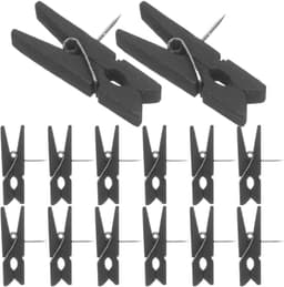 Houten Punaises - Papierklemmen Pinnen - Decoratief Bevestigen - Met Clips - 50 Stuks - Zwart — thumbnail 2