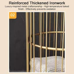 Strijkmand met wielen - Rolbare wasmand - Huishoudelijk werk - Grote capaciteit - 36x46 cm - Goud — thumbnail 3
