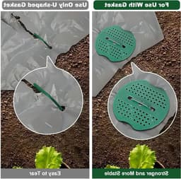100 Grondankers met 100 Bufferdiscs, 150 x 35 mm, Roestvrij Gegalvaniseerde U-vormige Pinnen voor Tuin, Onkruidbestrijding en Tentbevestiging met Hamer en Handschoenen — thumbnail 3