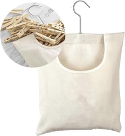 Wasknijper Opbergtas - Wasgerei Organizer - Wassen Ophangen - Grote Capaciteit - 31x27 cm - Wit — thumbnail 1