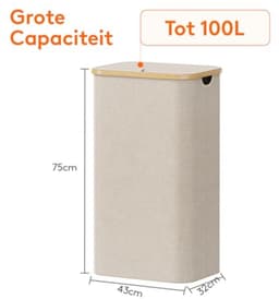 Opvouwbare wasmand met deksel en afneembare zakken - 100 liter - Lichtgewicht en ruim — thumbnail 2