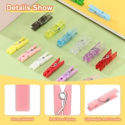 3.5cm Colored Clothespins - 100pcs Mini Colorful Plastic Clothes Clips - Strong Grip Photo Clips voor Photos - Hanging Clothes - Decorative Crafts - Pink — thumbnail 3