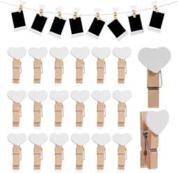 Set van 20 Houten Hart Kledingknijpers - Mini Clips voor Foto's, Creatieve Projecten en Decoraties, Lichtgewicht en Duurzaam voor Feesten en Gezinsgebruik — thumbnail 1