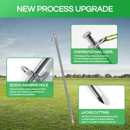 FAMEX Tentharingen Grondankers van Staal 6 Stuks, Robuuste Bodemankers voor Tenten, Partytenten, Zonnedoeken, Camping & Outdoor — thumbnail 3