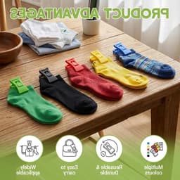 Set van 30 Plastic Sock Clips met Haakjes voor Wasmachine en Droger - Mini Kledingknijpers voor Organiseren, Opslaan en Drogen van Sokken — thumbnail 2