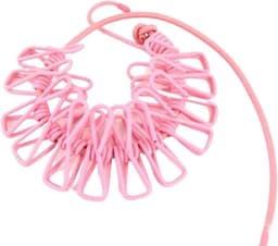 Waslijn met clips - Draagbare droger - Wasgoed drogen - Intrekbaar ontwerp - 1 meter - Roze — thumbnail 1