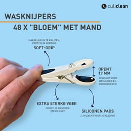 Wasknijpers met mand - Zachte clips - Was ophangen - Laat geen sporen achter - 40 stuks - Wit zwart — thumbnail 2