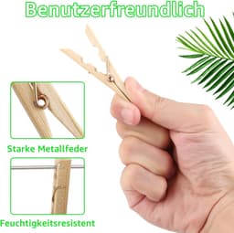 Wasknijpers Houten - Kleine Klemmen - Was Ophangen - Duurzaam Beukenhout - 400 Stuks - Natuurlijk — thumbnail 5