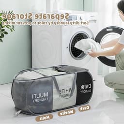 Opvouwbare wasmand met handvat en onderverdeling voor badkamer en slaapkamer, 80 x 36 x 36 cm, ideaal voor wasruimte en opslag — thumbnail 3