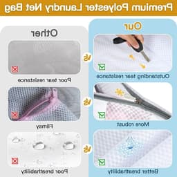 Set van 6 Wasnetten voor Wasmachine, Herbruikbare Waszakken met Rits en Handvatten voor Kleding, Ondergoed en Babykleding in 5 Maten — thumbnail 2