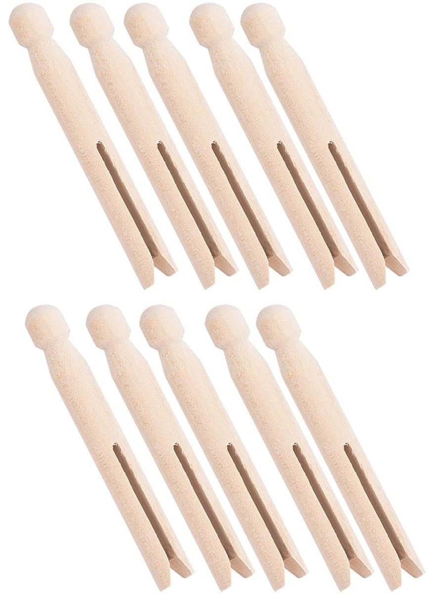 Allecto - Handgemaakte Houten Wasknijpers - Set van 10 - Duurzaam en Creatief Gebruik - Perfect voor Knutselen - Ideaal voor Drooggebruik - Handig — afbeelding 1
