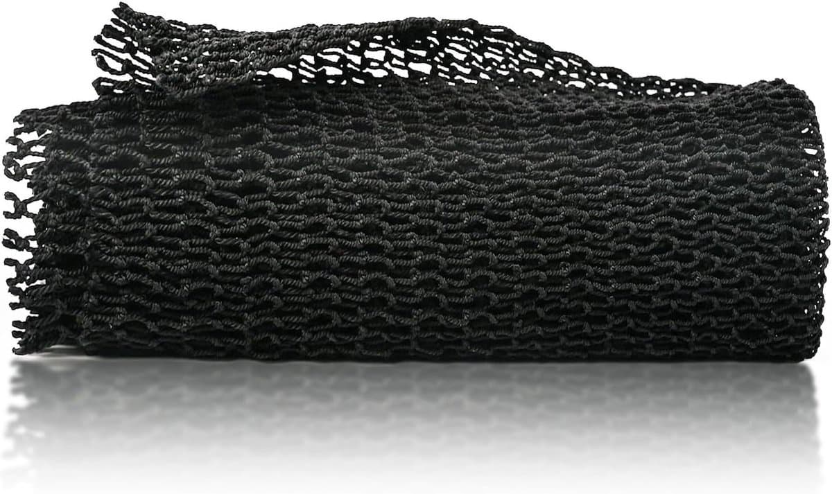 Lange Bad Spons met Knopen, Afrikaanse Wasnet voor Exfoliatie, Rug Scrubber en Huidverzachter tot 160 cm (Zwart) — afbeelding 1