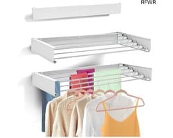 RFWR® Uittrekbare en opvouwbare wanddroogrek - Ruimtebesparend ontwerp met 30 kg draagvermogen - Modern en stijlvol — afbeelding 1