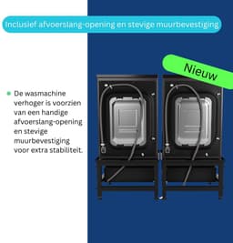Wasophoogte® Wasmachine verhoger met lade - Dubbele wasmachine opbouwmeubel - Wasmachine sokkel - 42cm hoog - Zwart - Universeel - 65*60,5 (LxB) - Inclusief wandbeugels — thumbnail 4