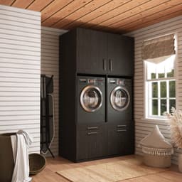 Wasophoogte® Wasmachine Kast Venice - Wasmachine verhoger - Wasmachine ombouw - 700(D)*1330(B)*2350(H) mm - Zwart — thumbnail 2