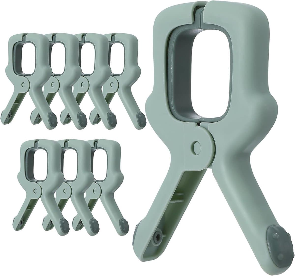 Plastic strandlakenklemmen - 8 stuks - Stevige kunststof wasknijpers - Grote winddichte kledingklemmen - Antislip - Winddichte handdoekklemmen - Geschikt voor ligbedden / zwembadstoelen / dekenklemmen - Groente — afbeelding 1