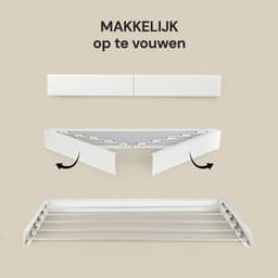 Vitapur Wasrek 2 stuks - Droogrek inklapbaar - Droogrekken - Wasrek hangend - Wasdroogrek - Droogrek inklapbaar - 80 x 40 cm - 4 meter drooglengte - Wit - 2 stuks — thumbnail 5