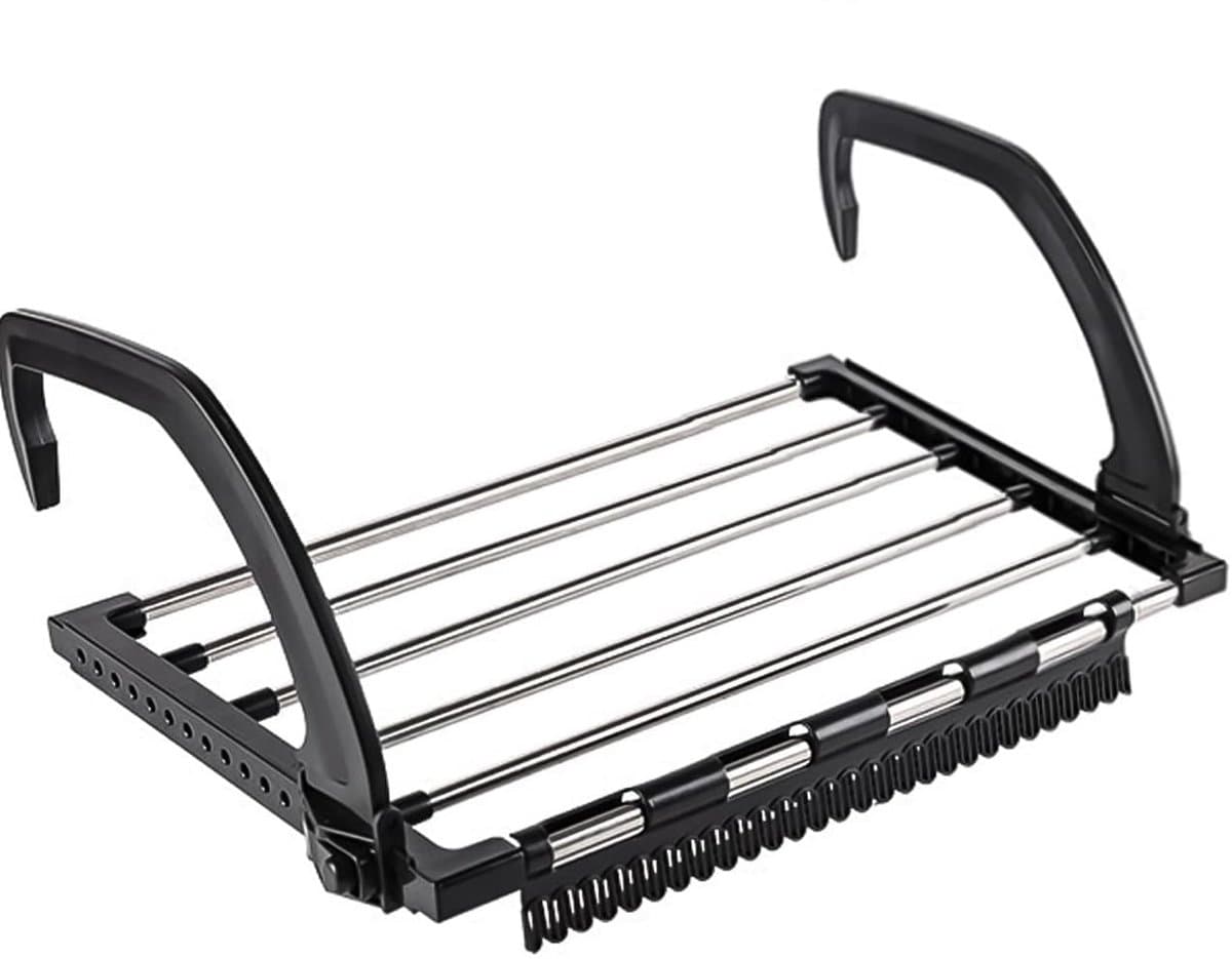 Inklapbaar Wasrek voor Balkon, Radiator en Meer met Anti-Slip en Verstelbare Haken — afbeelding 1