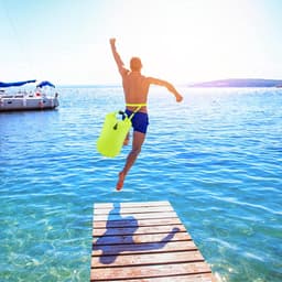 Vlotter Droog Zak, 20L Wild Swimming Float en Waterdichte Telefoonhoes,Opblaasbare Droge Tas,Voor Open Water Zwemmen Sport Kajakkers Triatleten Zwemmer Snorkelaars,Zwembel Zichtbaar (Geel) — thumbnail 4