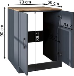 Roomart ATLANTIC-II Wasmachine Ombouwkast 70x90 cm - Onderkast - Antraciet Eiken — thumbnail 4