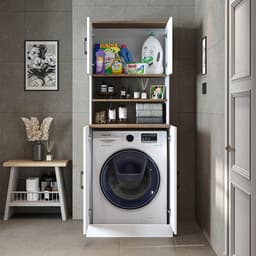 Roomart ATLANTIC-I Wasmachine Ombouwkast 70x180 cm - Overbouwkast - Wit Eiken — thumbnail 5