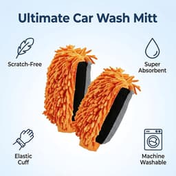 Autowashandschoenen van microvezel – 2 autowashandschoenen van badstof, zacht, krasbestendig en streepvrij, ideaal voor het wassen van de auto, drogen — thumbnail 5