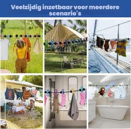 Draagbare Waslijn - Geen Kleur - Geen Afmetingen - Met Plastic Coating en Ventilatoren - Voor Binnen en Buiten — thumbnail 3