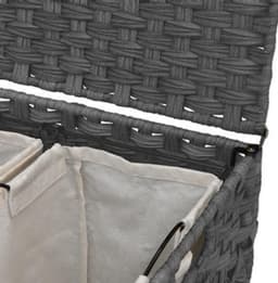 Wasmand – Wassorteerder – Wasbox – Opvouwbare Wasmand – Waszak – Met Wielen – Handgeweven Rattan – 66 x 35 x 60 cm — thumbnail 4