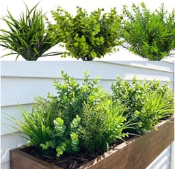 Zoals echt 18 stuks kunstplanten buiten kunstmatige balkonplanten groen kunstgrassen UV-bestendige kunstplanten voor buiten binnen tuin huis decoratie — thumbnail 1