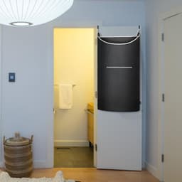 Wasverzamelaar voor overdeur, waszak om op te hangen, mand voor badkamer, kast, ruimtebesparende opslag, wasmand hangend met 2 stuks roestvrijstalen haken en 2 stuks zuignappen (89 x 56 cm — thumbnail 3