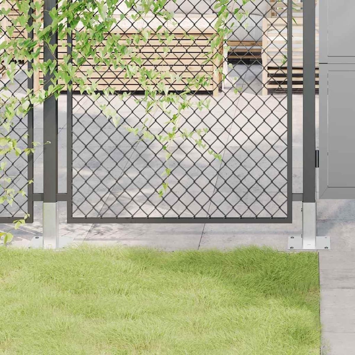Paaldragers 46x46mm - thermisch verzinkt staal - robuuste constructie - voor stabiele paalhoudering - 4 stuks - m-winkel — afbeelding 1
