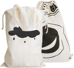 2 Pieces Drawstring Waszakken - 60 x 50 cm - Katoenen Waszak voor Reizen - Vuile Was - Grote Opbergzak voor Kleding - Speelgoed — thumbnail 1