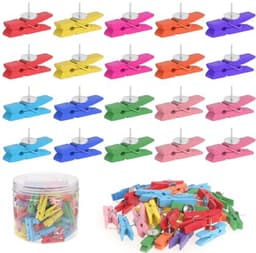 Push-Pinklips voor Muur en Kurk - 100 Stuks Duimtacks met Houten Klemmen — thumbnail 1