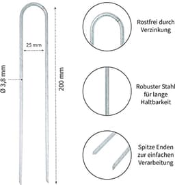100 Grondankers 200 x 25 mm – Verzinkte U-Haringen voor Harde Vloeren en Tuinbevestiging — thumbnail 2