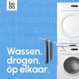 Tussenstuk Wasmachine Droger – Stapelkit met Uitklapbaar Droogrek – Wit – Bodo® — thumbnail 4