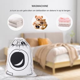 Ynkkvre - Waszak & Laundry Bag – Met Trekkoord Groot Formaat – Badkamer Was Zak – Opvouwbare Linnen Opbergzak – Familie en Reizen – Wasgoed & Speelgoed Organisatie — thumbnail 5