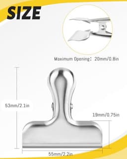 5 Stuks Bulldog Clips 55mm voor Organiseren van Documenten, Tassen, Voedsel en Foto's - Multifuntionele Klemmen voor Thuis, Keuken, School en Kantoor — thumbnail 4
