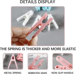 Wasknijpers - Kledingklemmen - Kleding Drogen - Winddicht Ontwerp - 30 Stuks - Roze — thumbnail 4