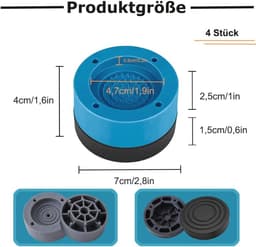 Vibratiedemper 4 stuks anti-trillingsdemper voor wasmachine droger geluidsisolatie anti-trillingsmat blauw — thumbnail 4