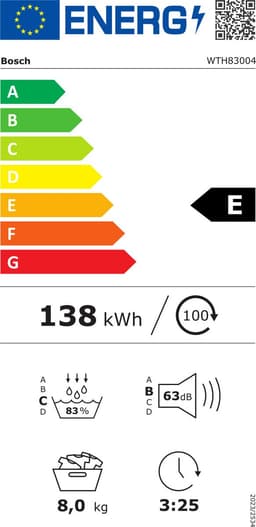 Bosch WTH83004 - Wasmachine - Vrijstaand - Voorbelading - Condensatie - Wit - Knoppen - Touch - 112 - DE display — thumbnail 2